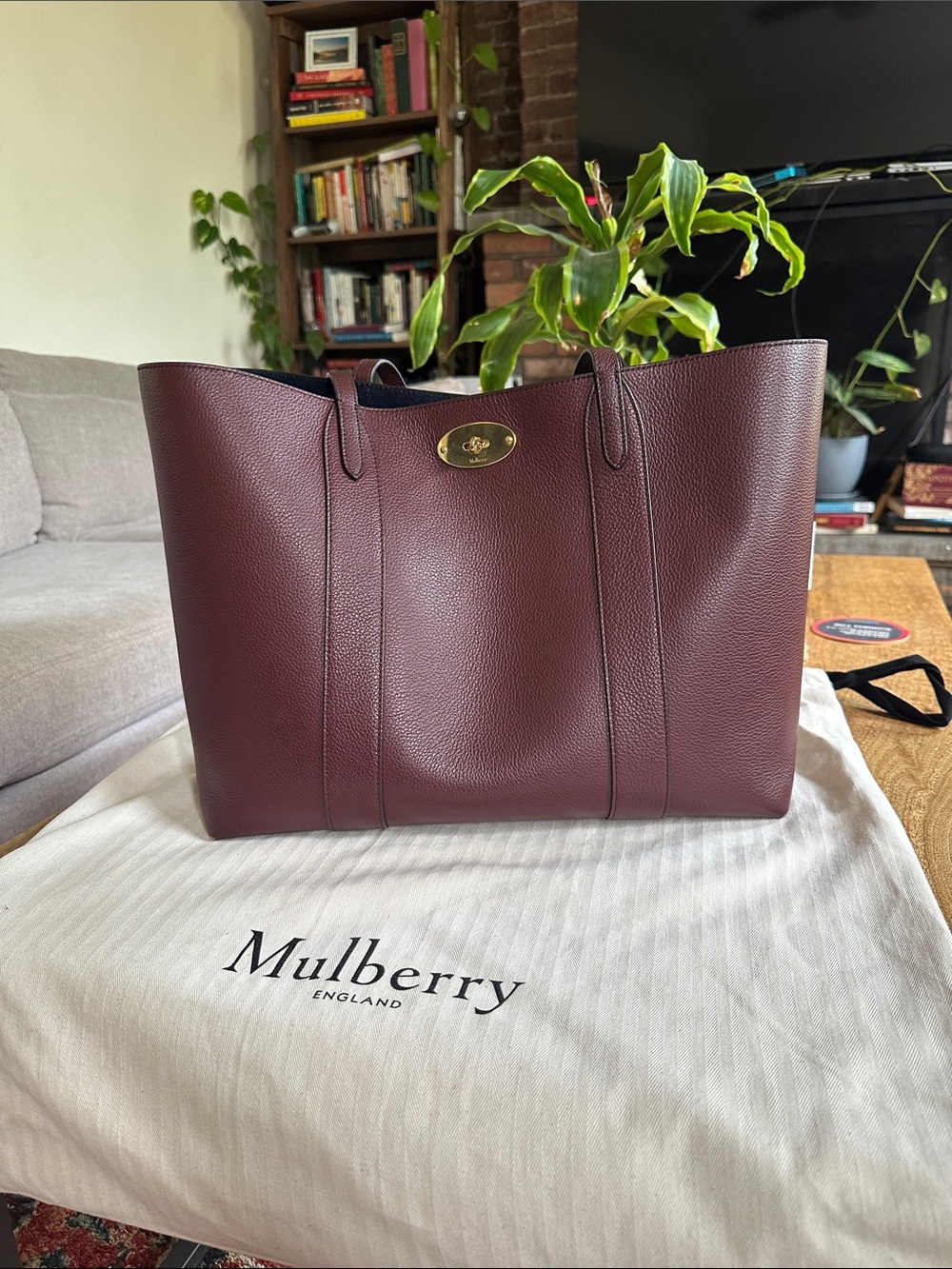 Mulberry Bayswater Leather Tote in Burgundy